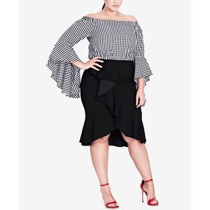 City Chic Trendy Plus Size Asymmetrical Ruffled Skirt